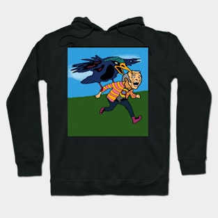 drawing crow chasing man Hoodie